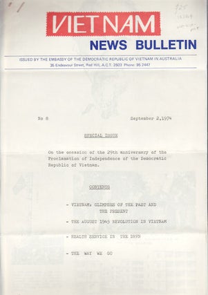 Stock ID #123864 Vietnam News Bulletin. EMBASSY OF THE DEMOCRATIC REPUBLIC OF VIETNAM IN AUSTRALIA