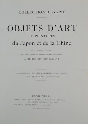 Objets d'art et Peintures du Japon et de la Chine.