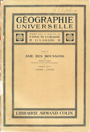 Stock ID #134578 Asie des Moussons. Chine - Japon. Tome IX. JULES SION