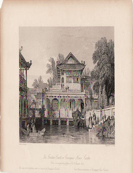 Stock ID #136652 The Fountain-Court in Conseequa's House, Canton. Guangzhou, China Antique Print. THOMAS ALLOM.