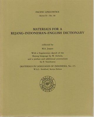 Stock ID #143609 Materials for a Rejang-Indonesian-English Dictionary. With a fragmentary...