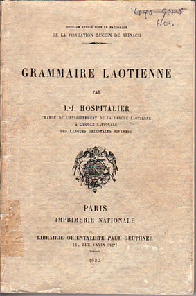 Stock ID #149928 Grammaire Laotienne. J. J HOSPITALIER