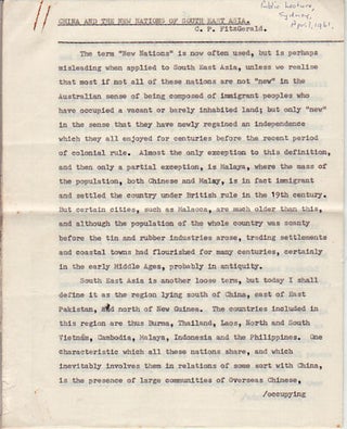 Stock ID #150051 China and the New Nations of South East Asia. C. P FITZGERALD