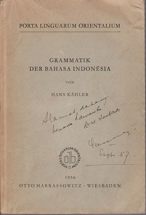 Stock ID #150348 Grammatik Der Bahasa Indonesia. H. KAHLER
