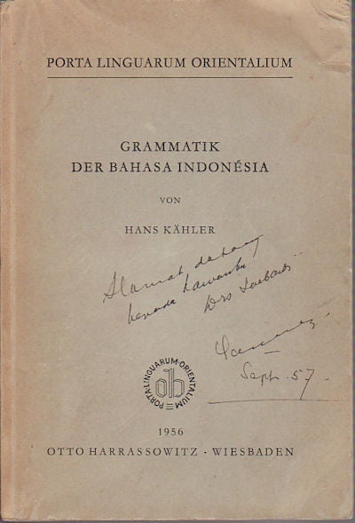 Stock ID #150348 Grammatik Der Bahasa Indonesia. H. KAHLER.