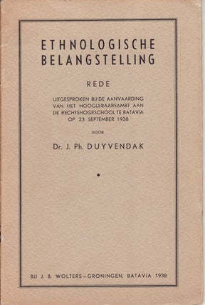 Stock ID #150863 Ethnologische Belangstelling. Rede Uitgespoken Bij De Aanvaarding Van...
