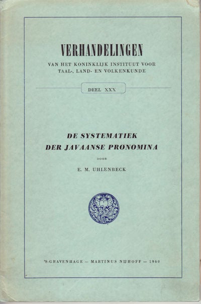 Stock ID #151227 De Systematiek Der Javaanse Pronomina. E. M. UHLENBECK.