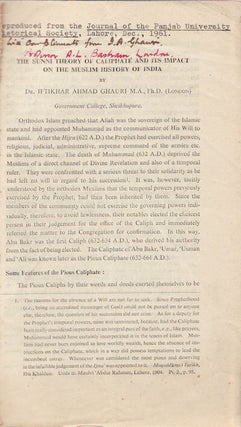 Stock ID #153500 The Sunni Theory of Caliphate and its Impact on the Muslim History of India. DR....
