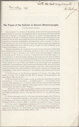 Stock ID #153502 The Yugas of the Indians in Islamic Historiography. VON KARL JAHN