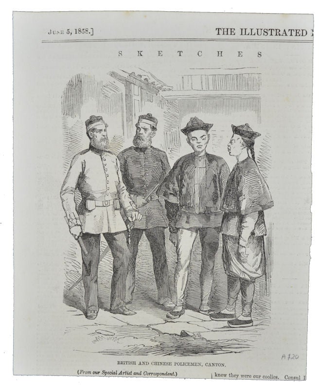 Stock ID #154369 British and Chinese Policemen, Canton. THE ILLUSTRATED LONDON NEWS.