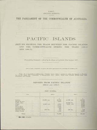 Stock ID #154712 Pacific Islands. (Return Showing the Trade between the Pacific Islands and the...