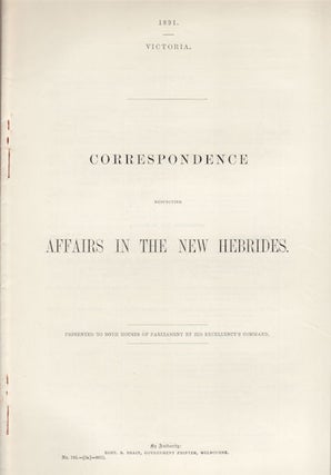 Stock ID #154741 Correspondence Respecting Affairs in the New Hebrides. VANUATA - GOVERNMENT REPORT