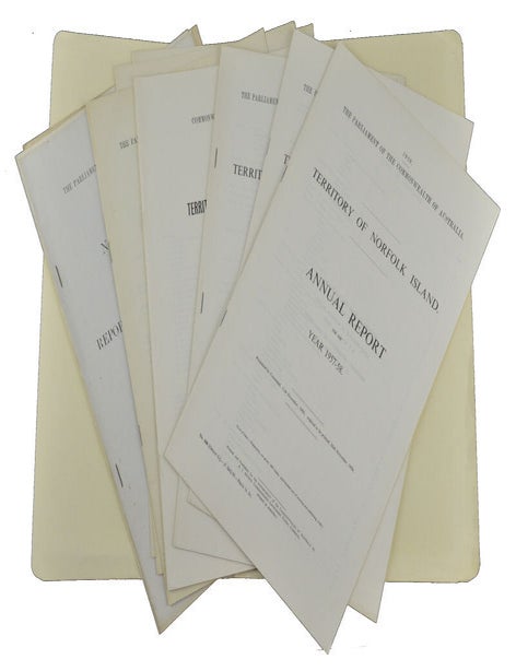 Stock ID #154744 Norfolk Island. Annual Reports of the Administrator. NORFOLK ISLAND - GOVERNMENT REPORT - THE PARLIAMENT OF THE COMMONWEALTH OF AUSTRALIA.
