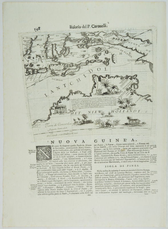Stock ID #155746 Nuova Guinea. Het Niew Hollandt. [Map of Northern Australia, Borneo, Indonesia and New Guinea]. VICENZO MARIA CORONELLI.