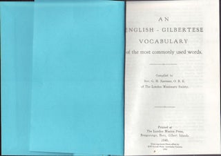 Stock ID #158071 An English - Gilbertese Vocabulary of the most commonly used words. REV. G. H....