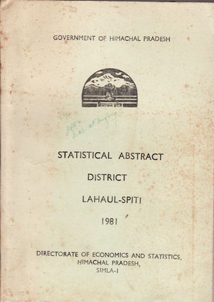 Stock ID #159406 Statistical Abstract of Lahaul-Spiti District. DIRECTORATE OF ECONOMICS AND...