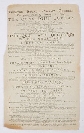 Stock ID #159533 Theatre Royal, Covent Garden, This present Friday February 2, 1798 will be...
