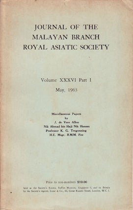Stock ID #160329 Journal of the Malayan Branch of the Royal Asiatic Society. Volume XXXVI Part I....