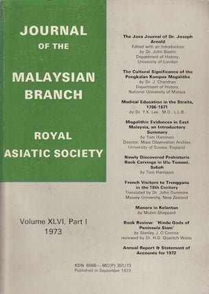 Stock ID #160330 Journal of the Malaysian Branch, Royal Asiatic Society. Volume XLVI, Part 1,...