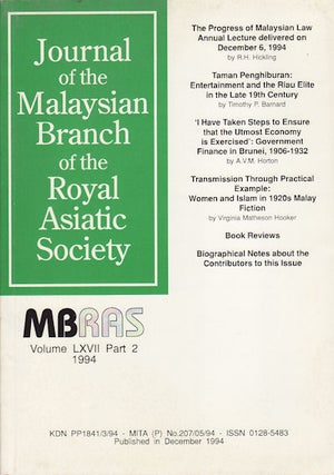Stock ID #160344 Journal of the Malaysian Branch Royal Asiatic Society. Volume LXVII, Part 2...