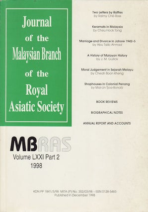 Stock ID #160357 Journal of the Malaysian Branch of the Royal Asiatic Society, Volume LXXI, Part...