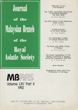 Stock ID #160370 Journal of the Malaysian Branch, Royal Asiatic Society. Volume LXV, Part 2 1992...