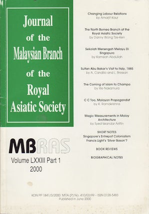Stock ID #160373 Journal of the Malaysian Branch, Royal Asiatic Society. Volume LXXIII, Part 1,...