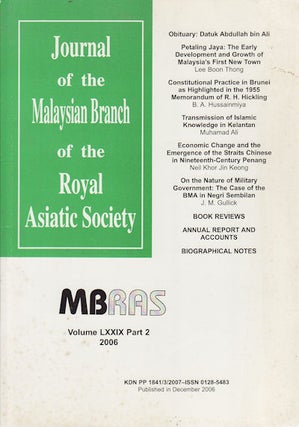 Stock ID #160377 Journal of the Malaysian Branch, Royal Asiatic Society. Volume LXXIX, Part 2,...