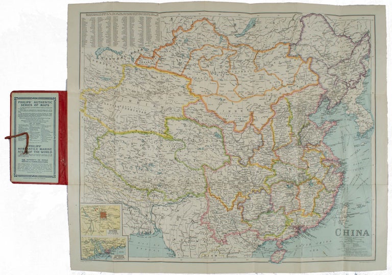 Stock ID #161936 China. Philips' Travelling Maps [Cover Title]. LINEN BACKED MAP OF CHINA.