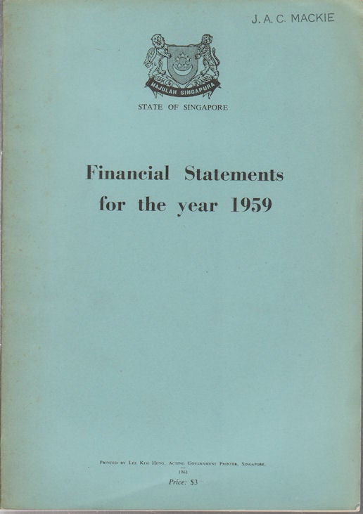 Stock ID #163744 Financial Statements for the year 1959. CHUA KIM YEOW.