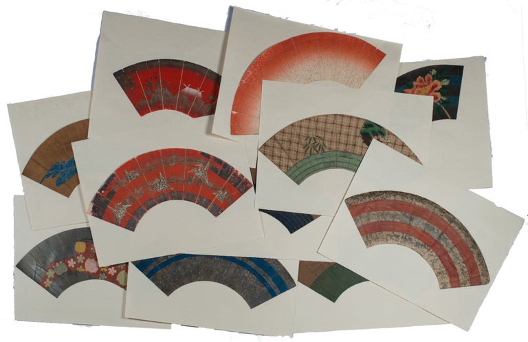 Stock ID #164294 [扇絵] [Ōgie] [A Collection of Handpainted Design Templates for Paper Fans]. FAN PAINTINGS.