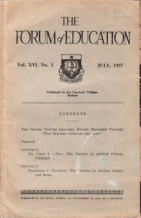 Stock ID #16915 The Forum of Education. Vol XVI, No. 1, July, 1957. EDUCATION