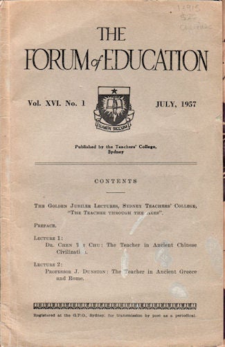 Stock ID #16915 The Forum of Education. Vol XVI, No. 1, July, 1957. EDUCATION.