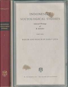 Stock ID #170220 Indonesian Sociological Studies. Selected Writings of B. Schrieke. B. SCHRIEKE