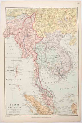 Stock ID #170432 Map of Siam, Burma & Anam. Map of Indo-China and the Malay Peninsula. EDWARD...