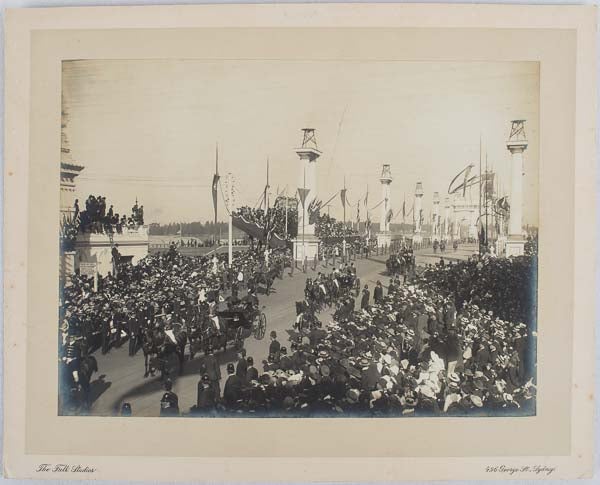 Stock ID #170716 Original photograph: The entry procession into Melbourne of the Duke and Duchess of Cornwall and York to celebrate Federation. MELBOURNE - PHOTOGRAPH.