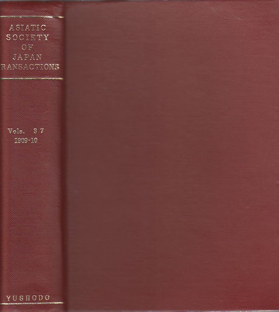 Stock ID #171811 Transactions of The Asiatic Society of Japan. Vol. XXXVII. 1909-10. ASIATIC SOCIETY OF JAPAN.