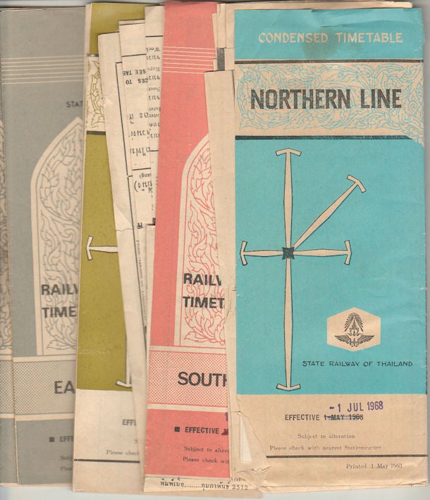 Stock ID #171836 Northern, North-eastern, Eastern & Southern Lines Railway Timetables. COLLECTION OF THAI RAILWAY TIMETABLES.