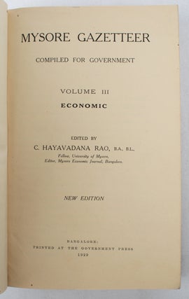 Mysore Gazetteer. Compiled for Government. Volume III. Economic.
