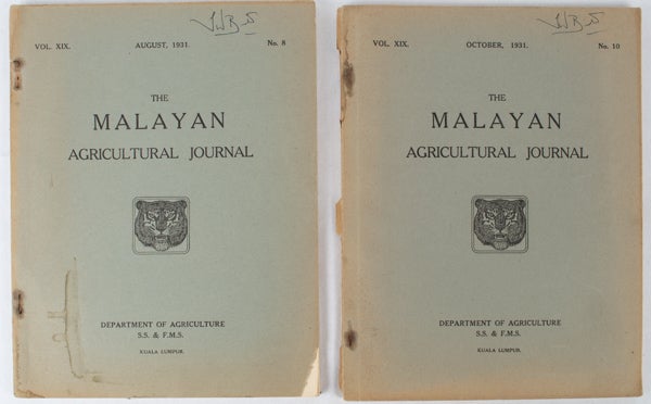 Stock ID #172914 The Malayan Agricultural Journal. August, 1931. October 1931. MALAYAN AGRICULTURE.