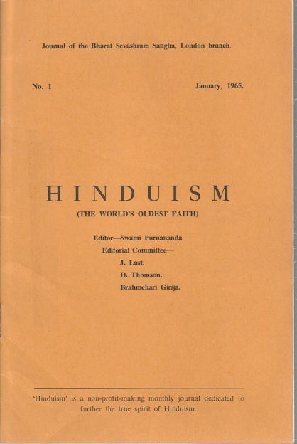 Stock ID #172974 Hinduism (The World's Oldest Faith). SWAMI PURNANANDA.