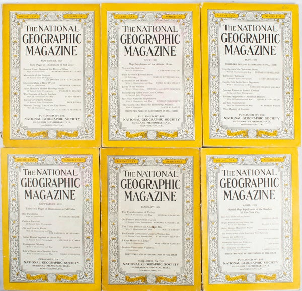 Stock ID #173401 National Geographics 1939. January, April, May, July, September, November. NATIONAL GEOGRAPHIC SOCIETY.