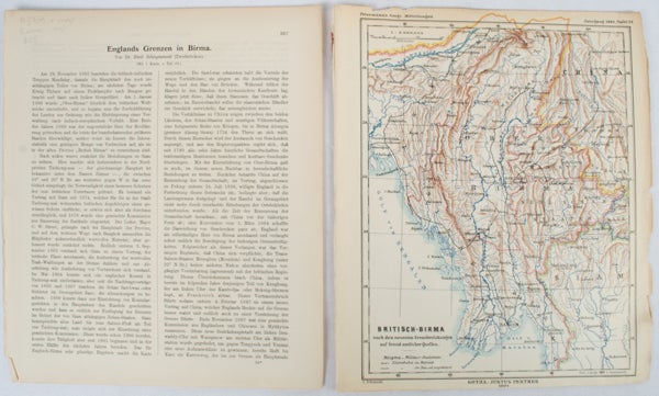 Stock ID #173709 [Burma map] Britisch-Birma nach den neuesten Grenzbestimungen auf Grund amtlicher Quellen. from Petermann's Geographische Mitteilungen. AUGUST HEINRICH AND SCHMIDT PETERMANN, CARL, CARTOGRAPHER.