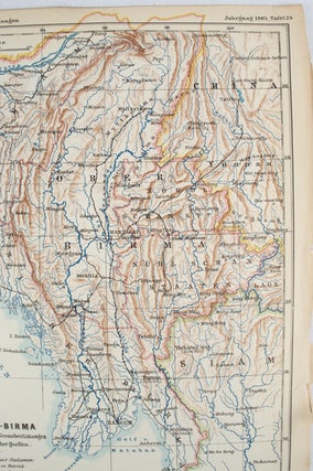 [Burma map] Britisch-Birma nach den neuesten Grenzbestimungen auf Grund amtlicher Quellen. from Petermann's Geographische Mitteilungen