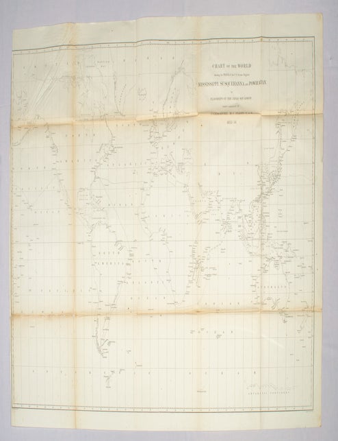 Stock ID #174191 Chart of the World shewing the Track of the U.S. Steam Frigates, Mississippi, Susquehanna and Powhatan as Flagships of the Japan Squadron under the command of Commodore M.C. Perry, U.S.N., 1853-54 World Map 1854. M. PERRY, C. COMMODORE AND EDWARD SELS, MATTHEW, CALBRAITH.