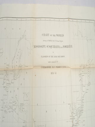 Chart of the World shewing the Track of the U.S. Steam Frigates, Mississippi, Susquehanna and Powhatan as Flagships of the Japan Squadron under the command of Commodore M.C. Perry, U.S.N., 1853-54 World Map 1854