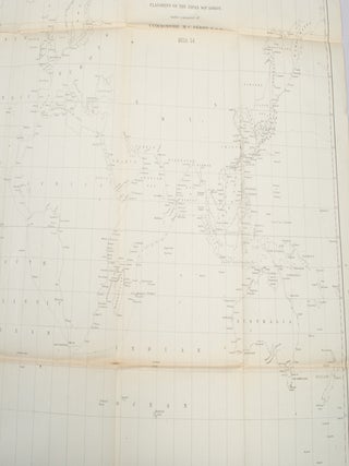 Chart of the World shewing the Track of the U.S. Steam Frigates, Mississippi, Susquehanna and Powhatan as Flagships of the Japan Squadron under the command of Commodore M.C. Perry, U.S.N., 1853-54 World Map 1854