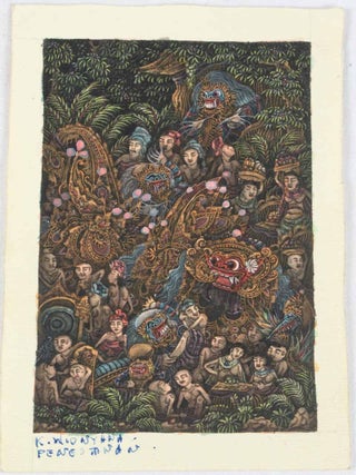 Stock ID #174303 Balinese Miniature Painting with Mythical Figures. WIDNYANA K