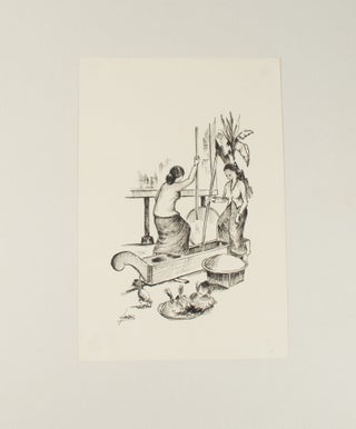 Stock ID #174308 Print of Indonesian women pounding rice. HASAN