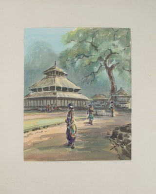 Stock ID #174319 Balinese Watercolour of a Family Compound. "SIDA"